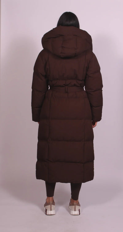 Amina | Giacca Puffer Lunga con Cintura