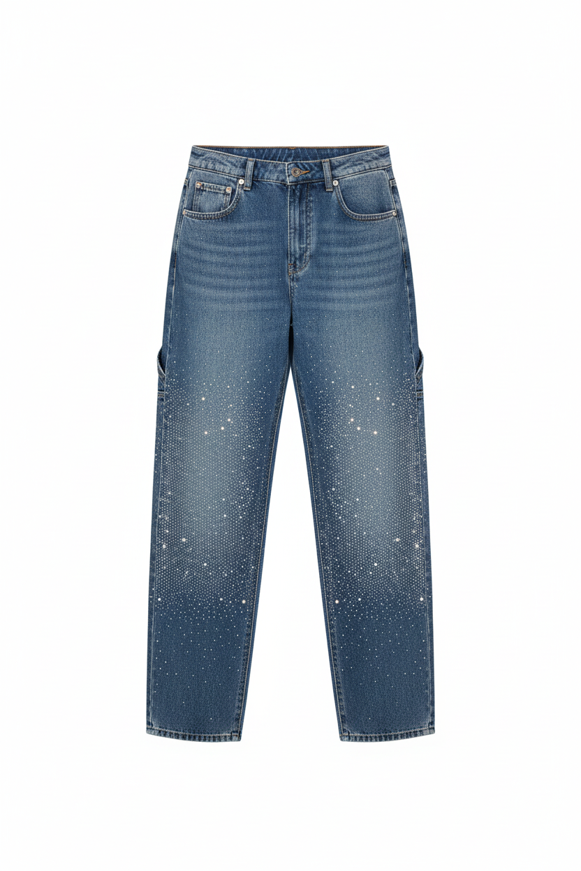 Adele™ | Jeans Cargo 'Balloon' alla Moda con Purpurina