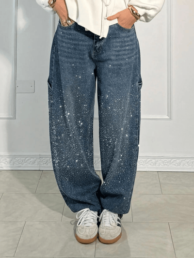 Adele™ | Jeans Cargo 'Balloon' alla Moda con Purpurina
